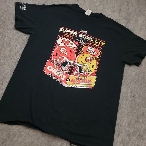 Kansas City Chiefs VS San Francisco 49ers Shirt Mens L Black Football Super Bowl - Picture 2 of 9